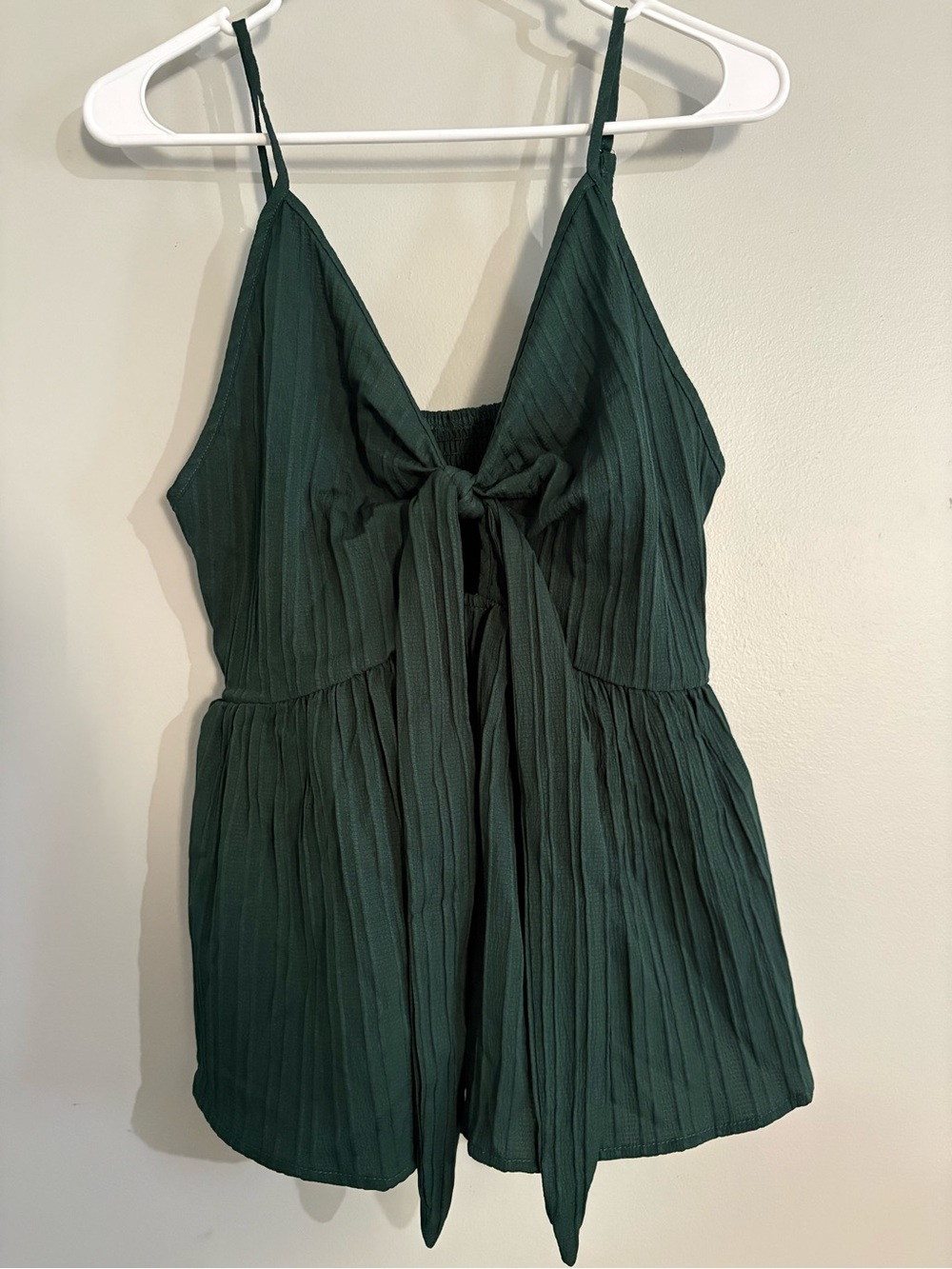 Tie-Front Romper in Deep Green